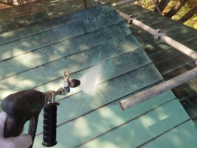 北杜市　屋根塗装　高圧洗浄