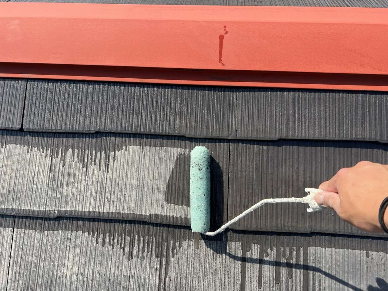 笛吹市　屋根塗装工事　下塗り