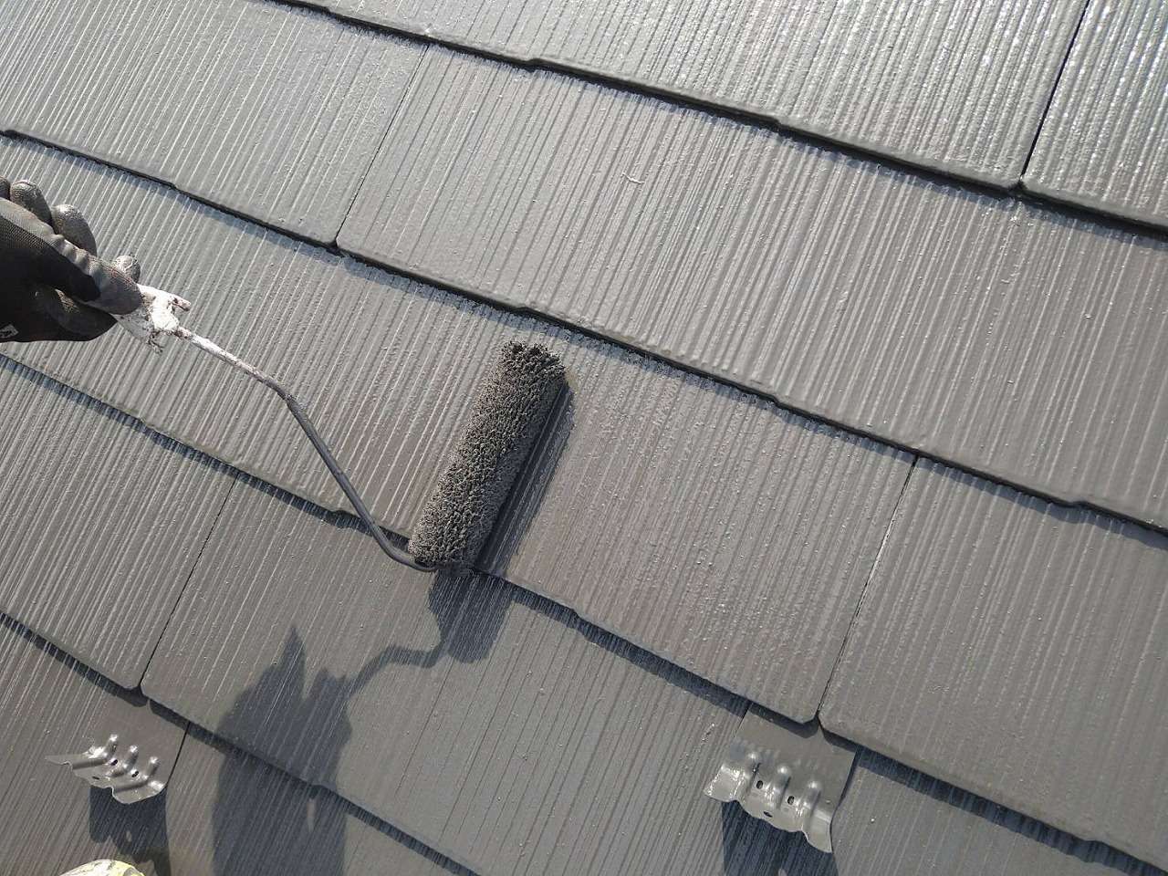 笛吹市　屋根塗装工事　上塗り