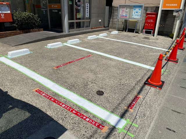 甲府市　駐車場　白線引き　塗装　全体