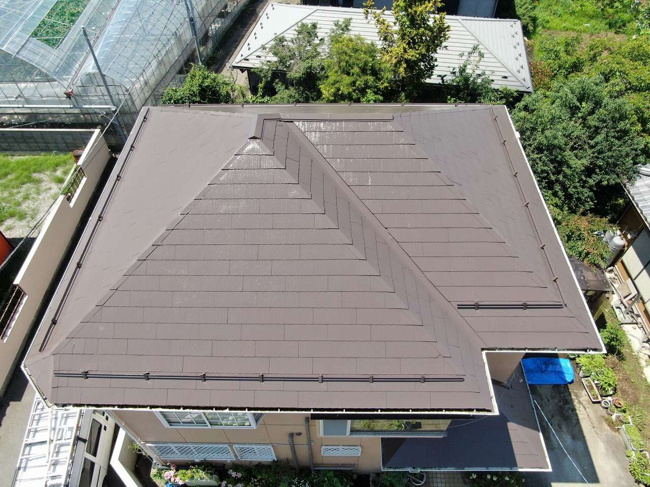 笛吹市で屋根修繕と塗装工事を行い屋根全体の強化をしました