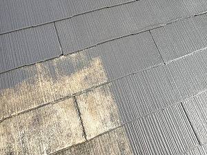 山梨市　屋根塗装　スレート屋根　中塗り　フッ素塗料
