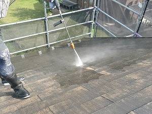 山梨市　屋根塗装　スレート屋根　高圧洗浄